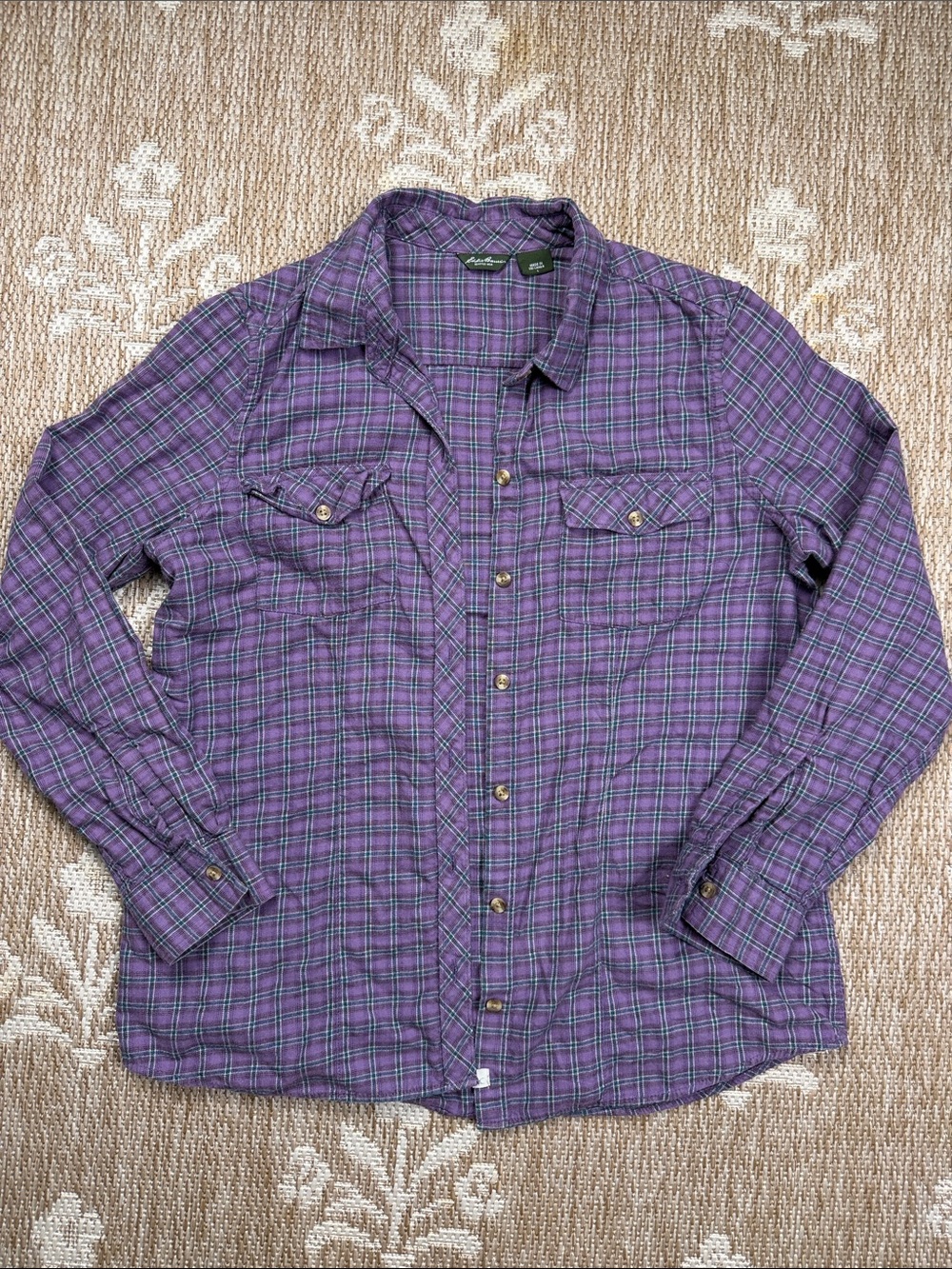 Eddie Bauer Purple Plaid Long-Sleeve Button-Down Shirt